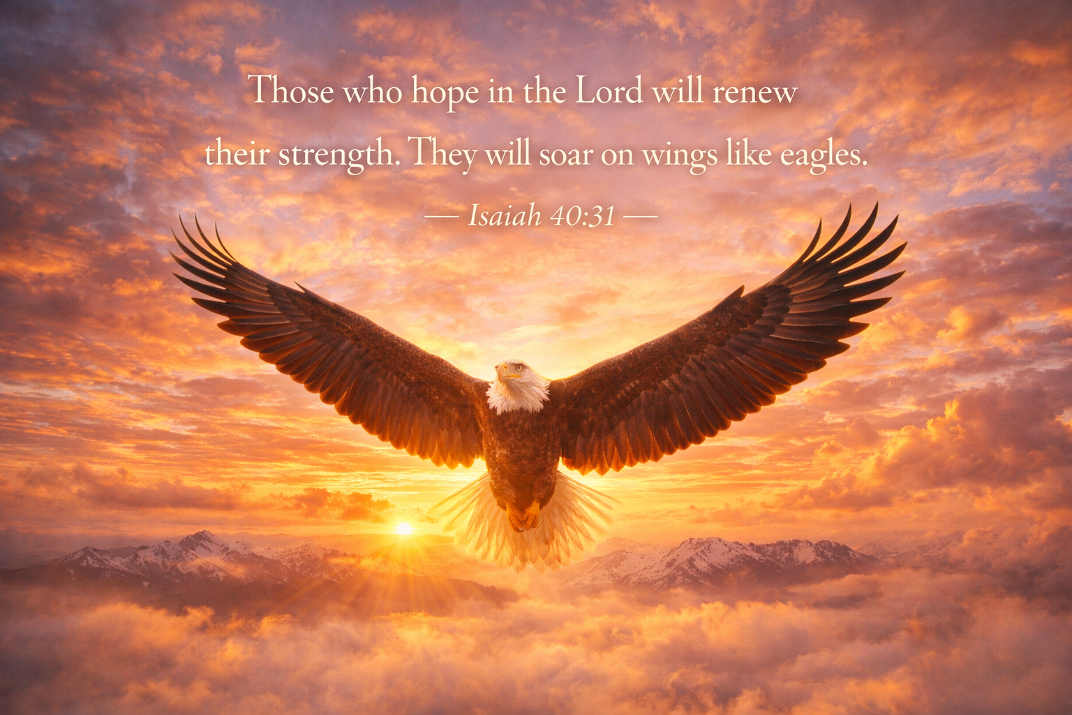 Isaiah 40:31 -- Eagle Soaring Sunrise Mountain HD Wallpaper